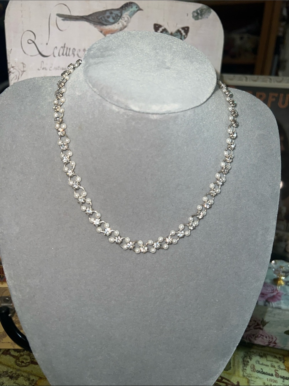 Silver Floral Crystal Necklace - Women Jewelry